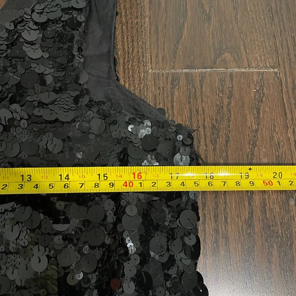 Vera Wang Lavender Label Black & Blue Sequins Silk Shift Dress - Picture 15 of 16